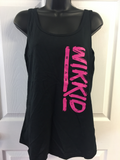 Black Tank Top with Vertical Pink Logo