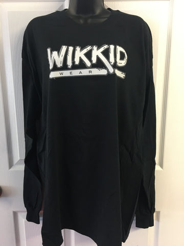 Black long sleeve T-shirt with white logo