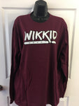 Maroon long sleeve t-shirt with white logo