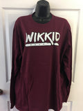 Maroon long sleeve t-shirt with white logo